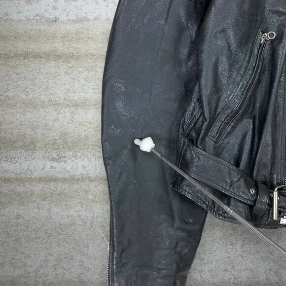 Vintage Street Legal Genuine Leather Jacket Jet Black Insulated Full Zip 90s - Picture 7 of 8